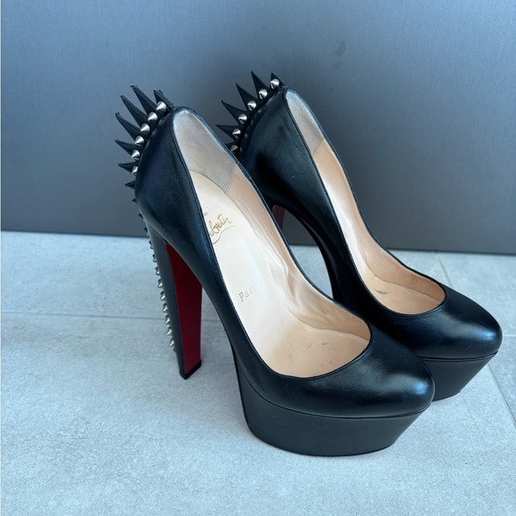 Christian Louboutin Black Heels with Silver Spikes - Picture 4 of 7